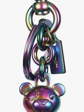 Coach Iridescent Multicolor Bear Keychain